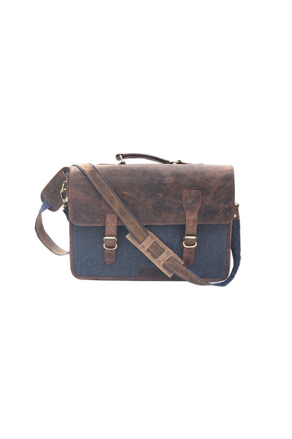 Canvas Leather Laptop bag Office Messenger bag Office computer bag for men and women (16 INCH)