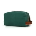 thumbnail image 1 of Canvas Leather Toiletry Bag Travel Bathroom Shaving Dopp Kit with Dual Compartment Green, 1 of 7