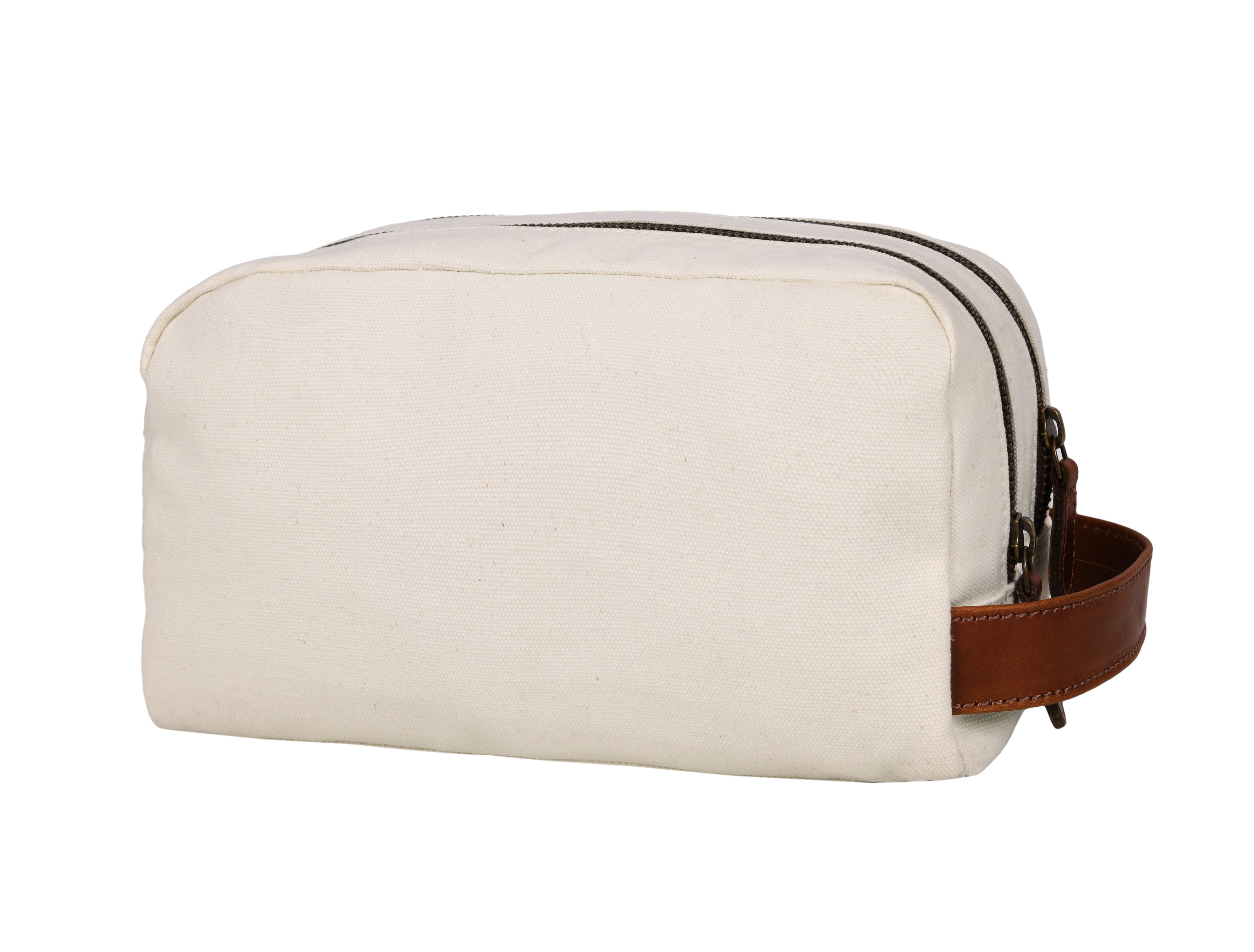 2 Compartment Travel Shave Kit Bag - Heavy Cotton Canvas, Olive Color, Plastic Lined (8.5x7.5x5 Inches)