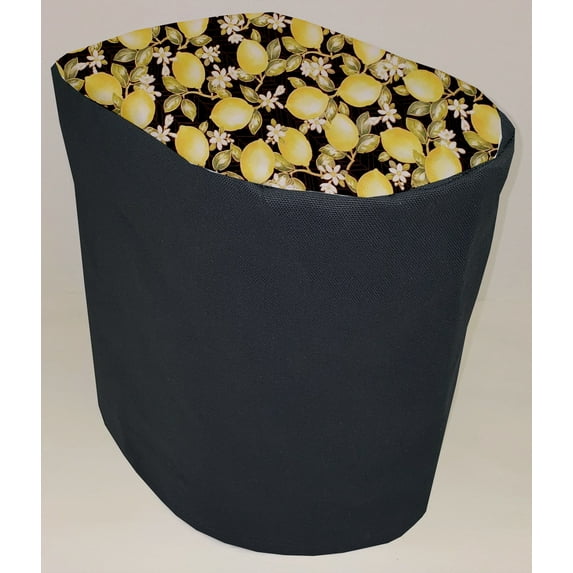 Canvas Lemon Blossoms Food Processor Cover by Penny's Needful Things (Black, Small)