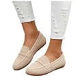 thumbnail image 1 of Canvas Loafers for Women Wide Width Comfortable Slip on Work Flats Lightweight Dressy Casual Walking Shoes Beige Size 8.5, 1 of 3