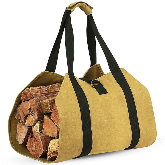 Canvas Log Carrier Tote Bag With Handles For Firewood Transport Outdoor Wood Storage 39 X 18 Inch