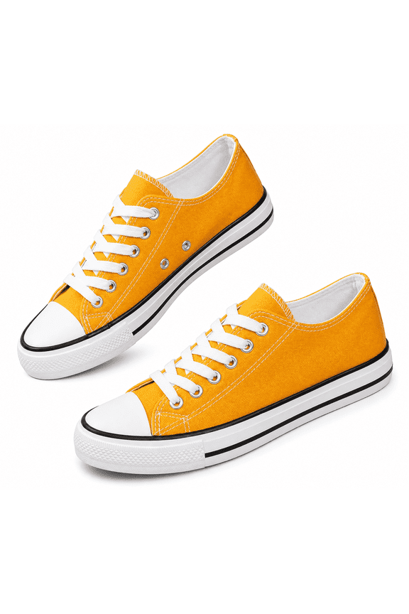 Low Top Sneakers Classic Casual Lace-Up Shoes Flat Plain Vulcanized Rubber Sole Trainers for Men and Women