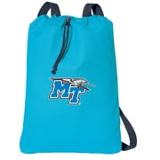Canvas MT Drawstring Backpack Aqua Natural Cotton Middle Tennessee Cinch Bag with Wide Straps