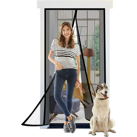 Canvas Magnetic Screen Door - Self Sealing, Heavy Duty, Hands Free Mesh Partition Keeps Bugs Out - Pet and Kid Friendly - Keep Open Feature - 38 Inch x 83 Inch