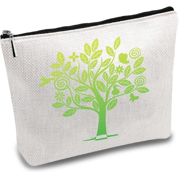 Canvas Makeup Bag Cosmetic Bag Travel Portable Make Up Pouch Toiletry Small Organizer Case Tarot Crafts Storage Pencil Case with Zipper for Women Girlfriend Wife 7x10 Inch Tree of Life for DIY