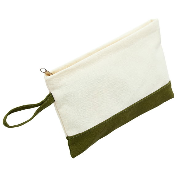 Canvas Makeup Bag, Travel Makeup Bag - Two-Tone, Top Zipper Closure, Loop attachment- Makeup Case, Makeup Organizer Bag