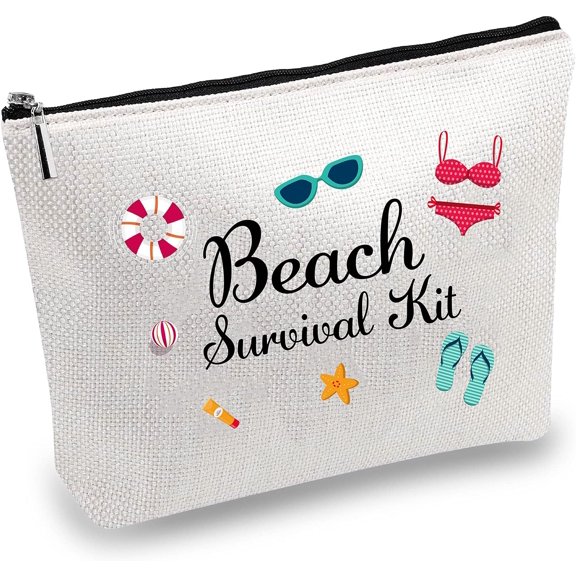 Canvas Makeup Bags Printed Cosmetic Beach Survival Kit Bag DIY Craft Multi-Function Pouches with Zipper Toiletry Bag