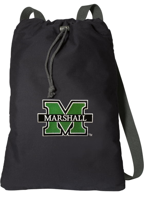 Canvas Marshall Backpack Natural Cotton Marshall University Cinch Bag Lined and with Wide Straps