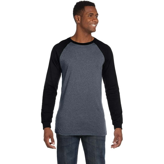 Canvas Mens Hawthorne Baseball T-Shirt, Deep Heather Black Small