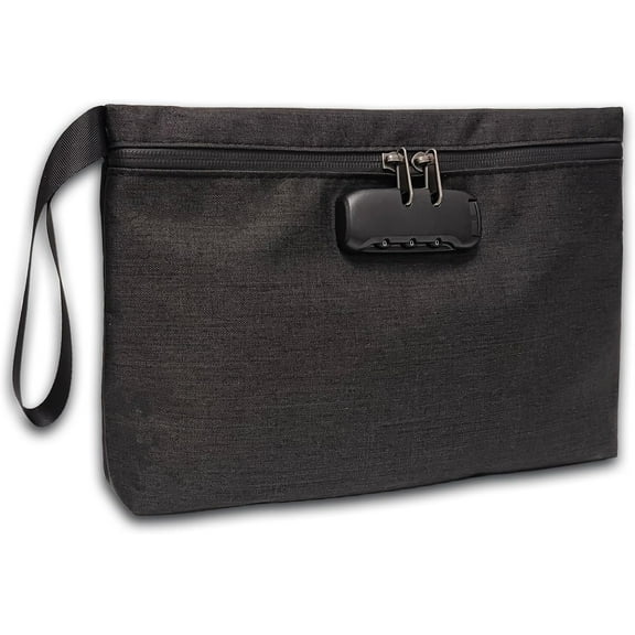 Canvas Mens Wristlet Wrist Bag with Lock, Large Clutch Bags Wallet Purse Zipper Pouch Handbag Organizer for Men, Mariconera para Hombre, 12x8x2inch - Denim Blue