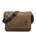 thumbnail image 1 of Canvas Messenger Bag 13.5" Laptop Bag for Men Women for School Work Travel - Coffee, 1 of 7