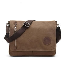 Canvas Messenger Bag 13.5" Laptop Bag for Men Women for School Work Travel - Coffee