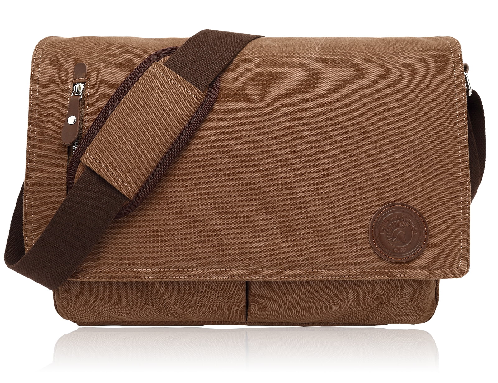 Canvas Messenger Bag 15.6" Laptop Bag for Men Women for School Work