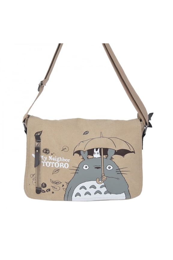 Canvas Messenger Bag, Anime Crossbody Shoulder Satchel, Japanese Cartoon Print, Casual Travel Tote, 31x26x7cm Beige
