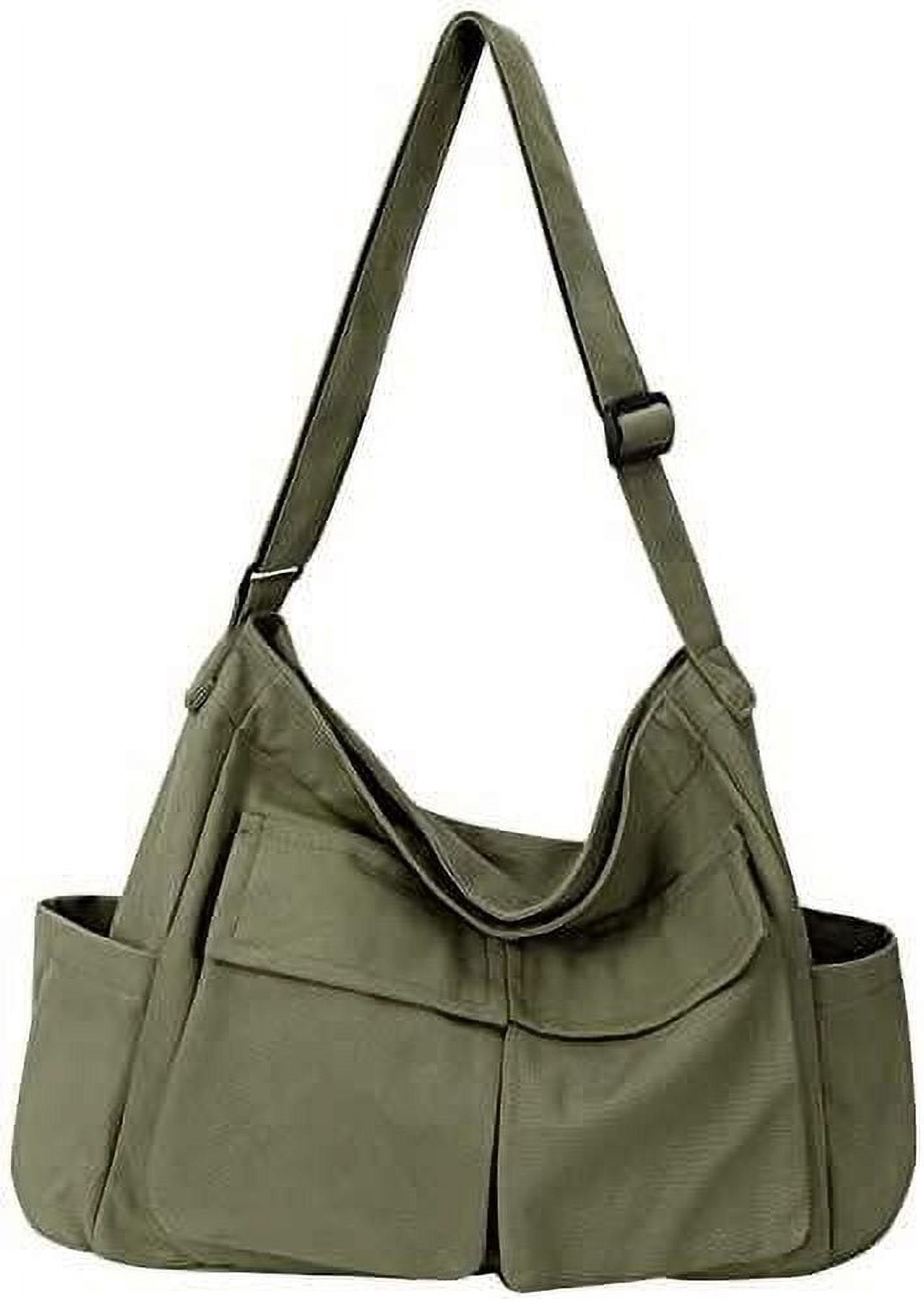 Canvas Messenger Bag Hobo Shoulder Bag Crossbody Bag with Multiple Pockets Large Tote Bag Handbag for Teen Women Men