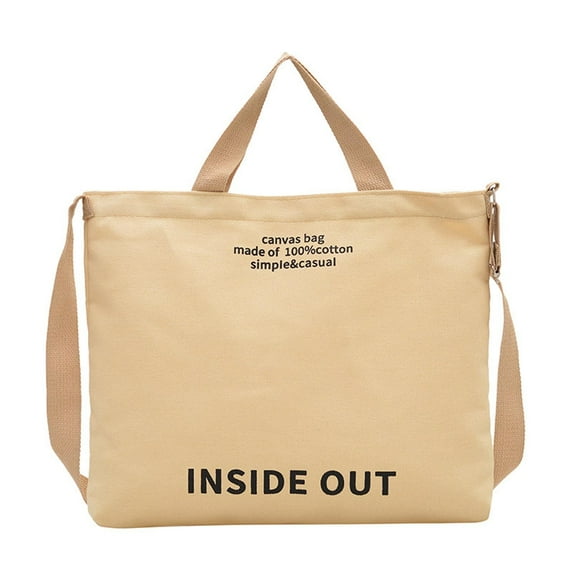 Canvas Messenger Bag Large Capacity Crossbody Bag for Women Men Vintage Shoulder Bag for Work Office College Bookbag（Khaki)