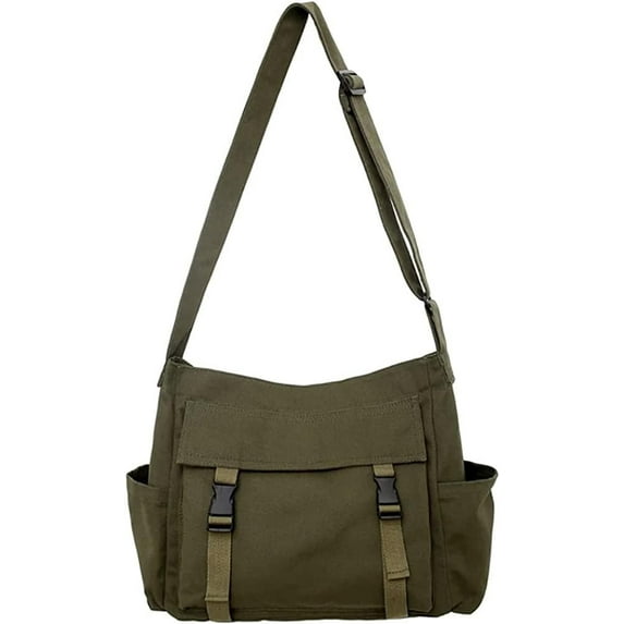 Canvas Messenger Bag Large Hobo Crossbody Bag with Multiple Pockets Canvas Shoulder Tote Bag for Women and Men