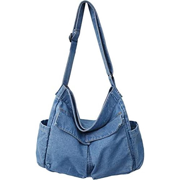 Canvas Messenger Bag Large Hobo Crossbody Bag with Multiple Pockets Casual Shoulder Tote Bag for Women and Men