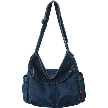Canvas Messenger Bag Large Hobo Crossbody Bag with Multiple Pockets Casual Shoulder Tote Bag for Women and Men
