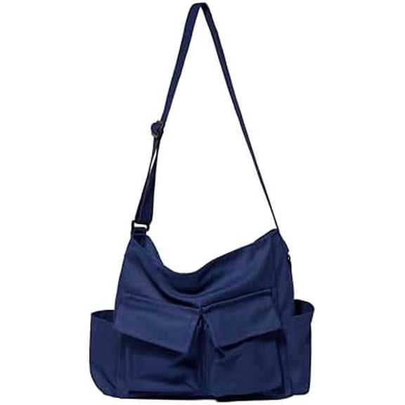 Canvas Messenger Bag Large Hobo Crossbody Bag with Multiple Pockets Casual Shoulder Tote Bag for Women and Men