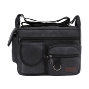 Canvas Messenger Bag Vintage Crossbody Shoulder Bag Military Satchel,Heavy-Duty Aesthetic Cute Messenger Bag Black Canvas Crossbody for Women Shoulder Laptop Bag,12.2x5.51x8.27",A1-Black
