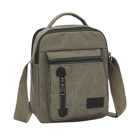 Canvas Messenger Bag, Vintage Crossbody Shoulder Bag, Small Multi Pocket Daypack, Men Casual Work Travel Bag with Adjustable Strap and Handle, Canvas Shoulder Bag for Work Travel Everyday, Green