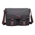 thumbnail image 1 of Canvas Messenger Bag Vintage Laptop Shoulder Bag Military Crossbody Bag - black, 1 of 5