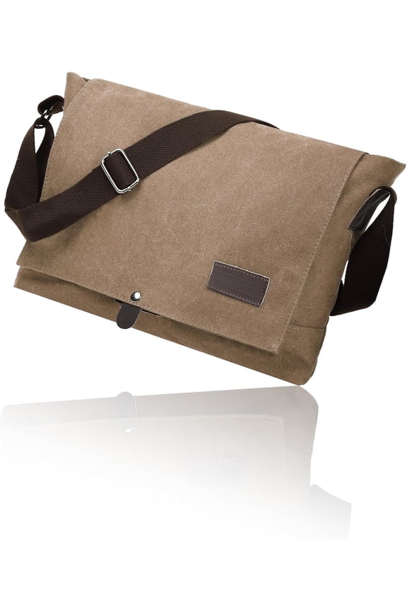 Canvas Messenger Bag for Men, Fits 14 Inch Laptop & A4 Documents, Large Capacity Crossbody  Bag