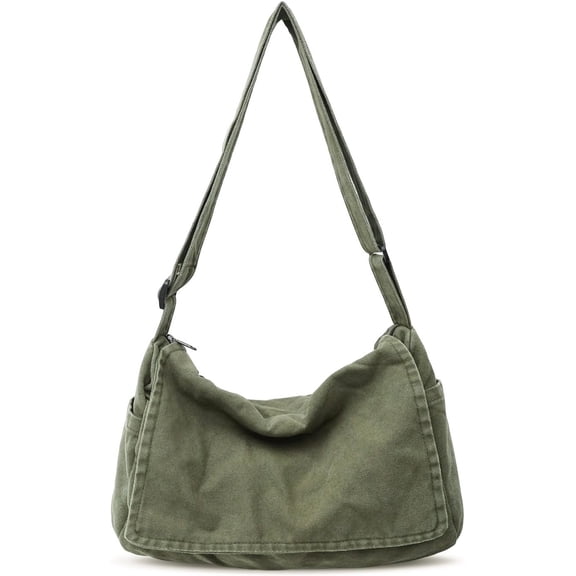 Canvas Messenger Bag for Women Men,Large Crossbody Tote Bag Casual Sling Shoulder for College Work Daily