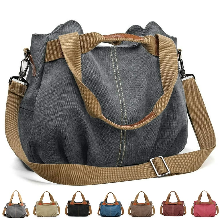 QingY Canvas Messenger Lunch Bag - Unisex Shoulder Bag - Vintage Military Style Satchel Bag for Work, Sport, School, Travel - Adjustable Shoulder