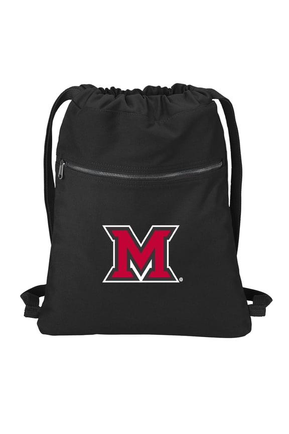 Canvas Miami RedHawks Backpack Natural Cotton Miami University Cinch Bag Lined and with Wide Straps