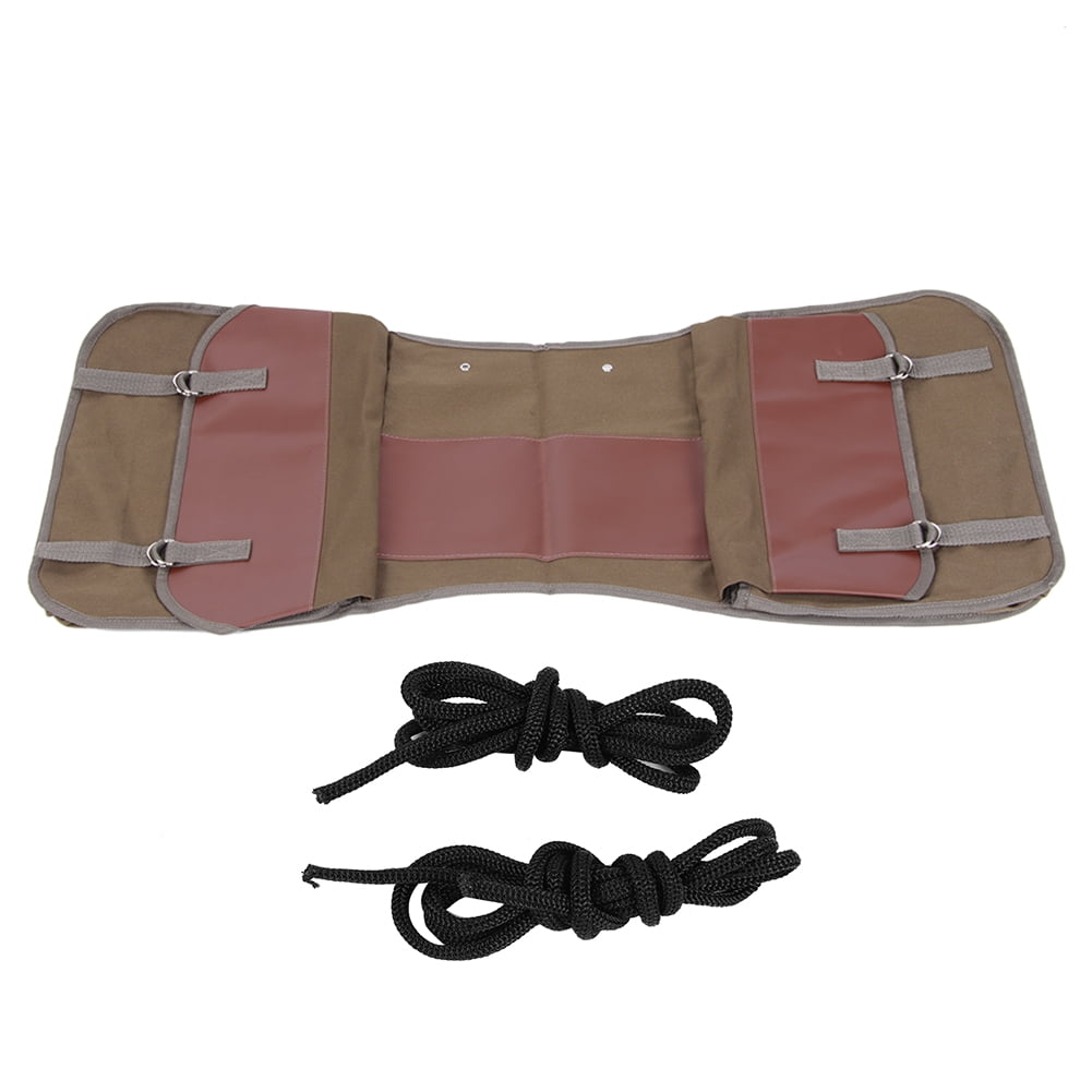 Njide Canvas Motorcycle Side Saddle Bag Universal Riding Luggage Tool PouchBrown