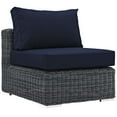 thumbnail image 1 of Modway Summon Aluminum and Rattan Patio Armless Sofa Chair in Canvas/Navy, 1 of 3