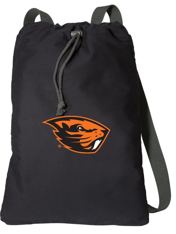 Canvas OSU Beavers Backpack Natural Cotton Oregon State University Cinch Bag Lined and with Wide Straps