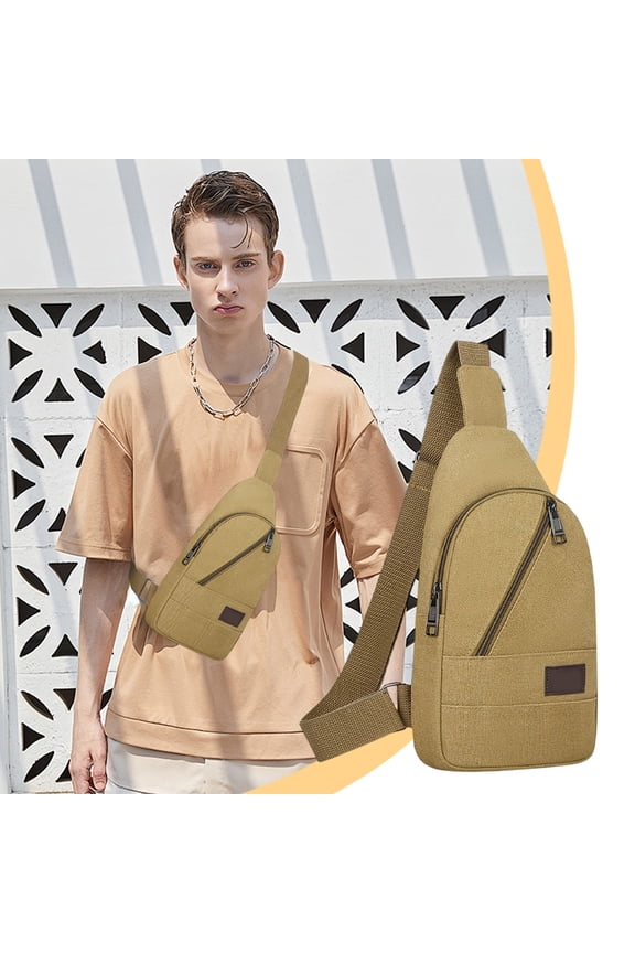 Canvas Outdoor Chest Bag, Multipurpose Hiking Messenger Bag, Large Capacity, Multiple Pockets, Adjustable Strap, Outdoor Travel, Daily Commuting, Cycling, Lightweight Durable