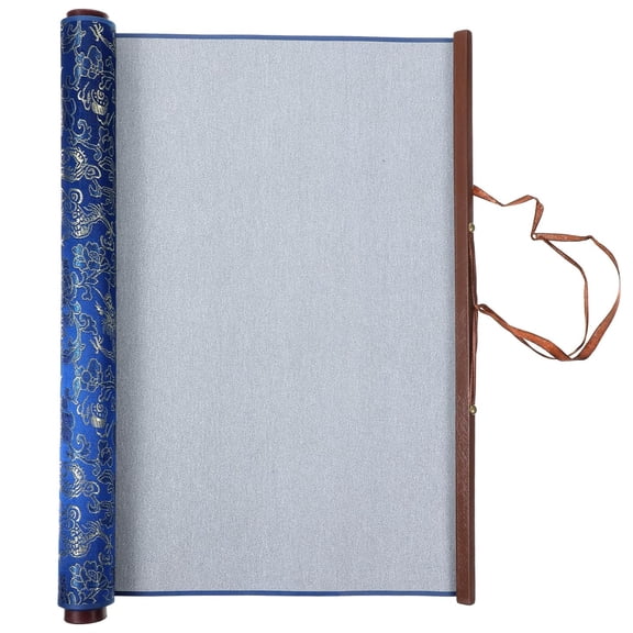 Canvas Paint with Water Tutuviw Reusable Calligraphy Cloth, Water Drawing Writing Cloth Scroll Professional Water Drawing Mat, No Ink or Paper Waste, Mess-Free Painting Activity (Blue, 33.5×14.9)