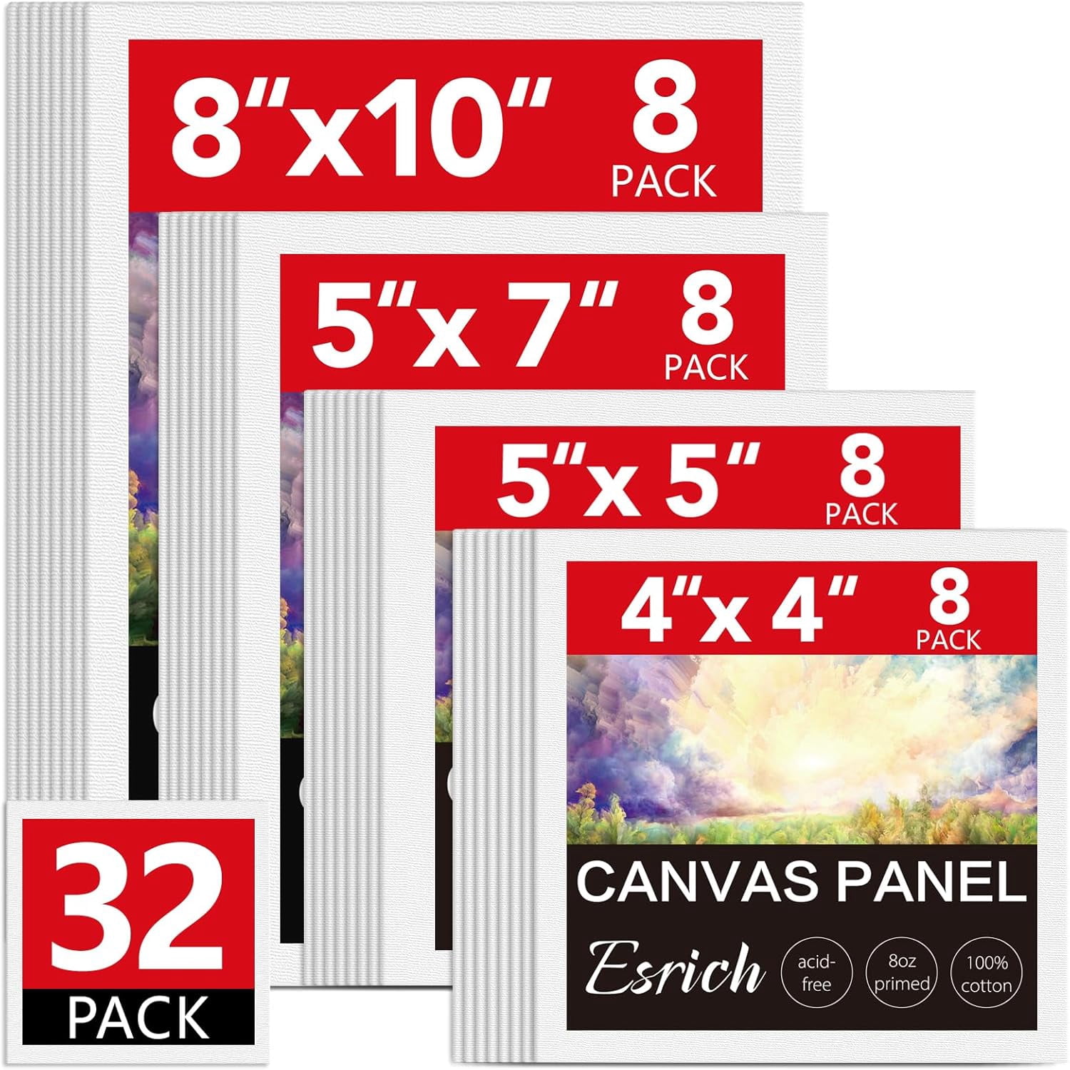 Canvas for Painting, 32 Pack Multi-Size Canvas Boards for Painting 8pcs ...