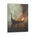 thumbnail image 1 of Canvas Painting Prints Viking Longship Set On Fire Floating In Sea Living Room Art Wedding Housewarming Gifts For Home Decoration 08x10inch Framed, 1 of 8