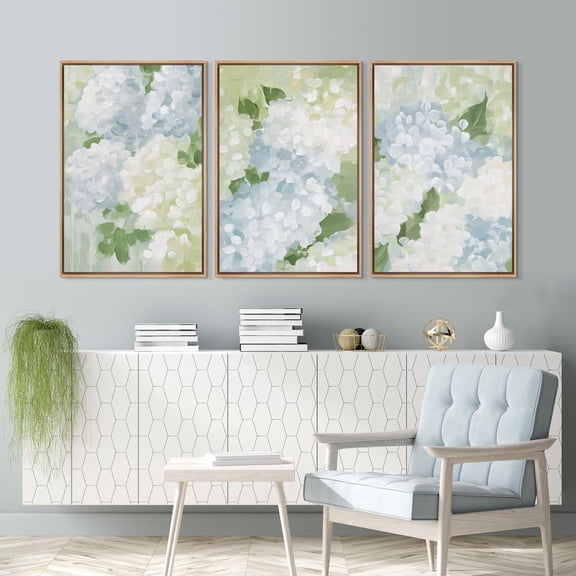 Canvas Painting Set of 3 Botanical Canvas Prints Posters Blue & White Floral Prints Wall Art Pictures for Bedroom Farmhouse Home Decor No Frame