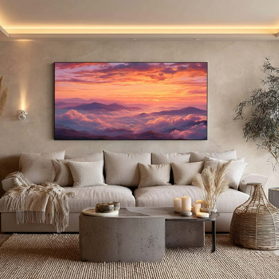 Canvas Painting The Sun Sets Over The Sea Clouds Landscape Wall Art Pictures for Living Room Bedroom Decoration Canvas Pictures Poster Frameless