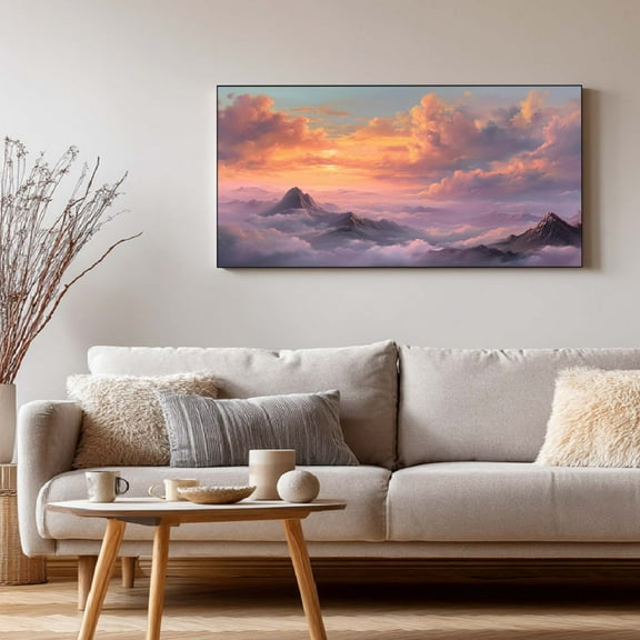 Canvas Painting The Sun Sets Over The Sea of Clouds Landscape Wall Art Pictures for Living Room Bedroom Decoration Canvas Pictures Poster Frameless