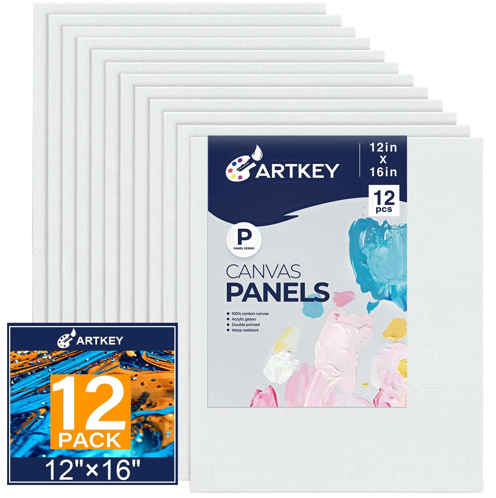 Painting Canvas Panels 4x4 inch 12 Pack, Flat India