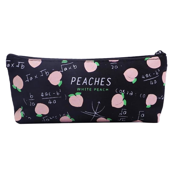 Canvas Pencil Case, Fruit Print Pouch, Lightweight Pen Storage Bag, Stationery Organizer, for Office Arrangement, Household Craft Storage and Personal Portable Carry, by Cosmug, Black