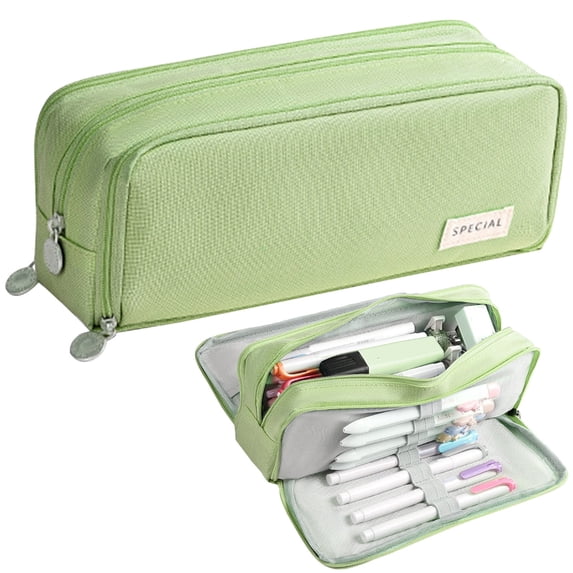 Canvas Pencil Case with Handle – 3-Compartment Large Capacity Pen Pouch for Office, Travel,Durable & Lightweight, Multi-Color (1PC)