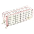 thumbnail image 1 of Canvas Pencil Case, Loetky Large Capacity Compartment Canvas Pencil Case - Compartment Handheld Handheld Organizer With Checkered Pattern, 1 of 8