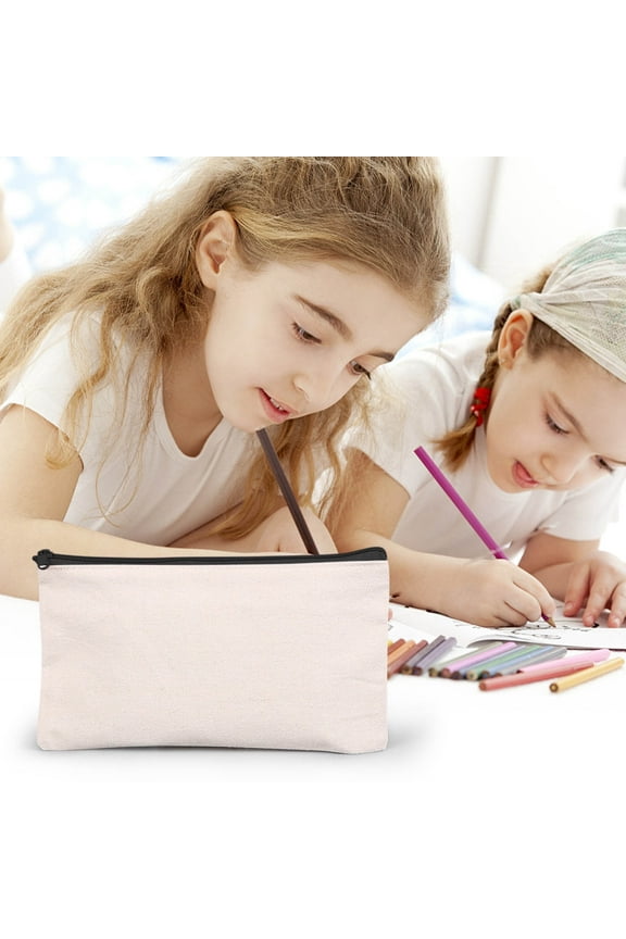 Canvas Pencil Case, Zipper Pouch, Multipurpose Small Storage Bag for Cosmetics and Accessories, Durable Soft Canvas Material, Ideal for Travel Organizer and DIY Customization
