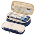 thumbnail image 1 of Canvas Pencil Cases, Pencil Case Big Capacity Pencil Pouch Storage Bag Organizer Navy Blue, 1 of 7