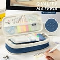 thumbnail image 1 of Canvas Pencil Cases, Zipper Pencil Pouch Big Capacity Special Pencil Cases Storage Bag Organizer Navy Blue, 1 of 7
