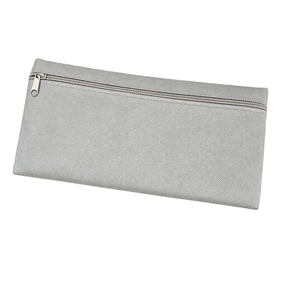 Canvas Pencil Pouch with Zipper, Slim Flat Pencil Case for Office Desk Artist Supplies, Water-resistant Travel Pencil Case for Workstation